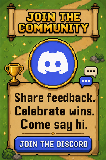 Share feedback, celebrate wins, and come say hi. Join the Discord.